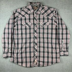 Rafter C Men's Gray Plaid Western Button-Down Shirt